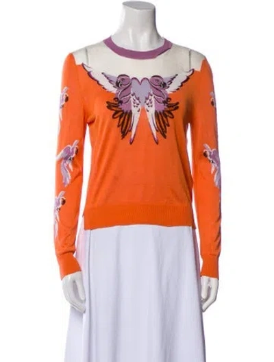 Pre-owned Fendi Silk Graphic Print Sweatshirt In Orange