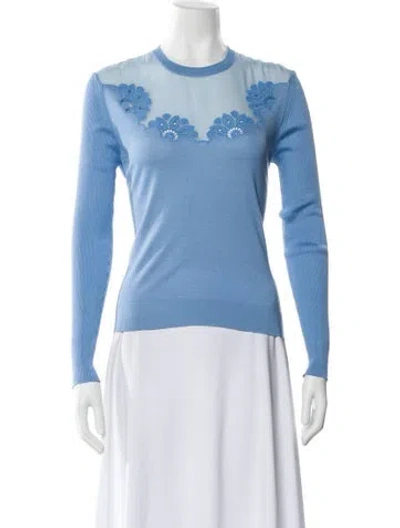 Pre-owned Fendi Silk Graphic Print T-shirt In Blue