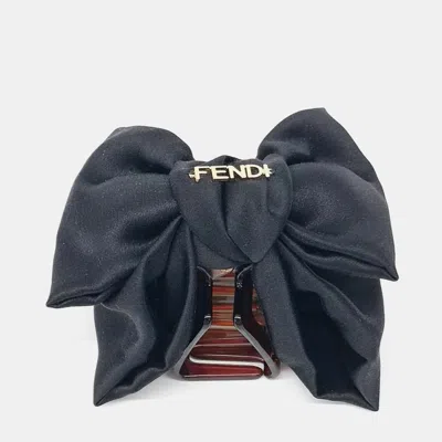 Pre-owned Fendi Silk Hair Clip In Black