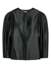 Fendi Dark Green Duchess Satin Jacket Women In Multi