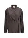 Fendi Silk Jacquard Shirt In Brown