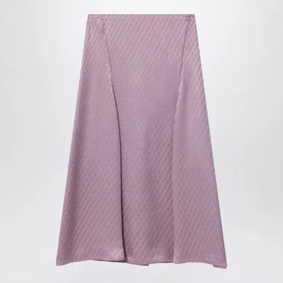 Fendi Silk Jacquard Skirt With High Waist And Flared Silhouette In Purple