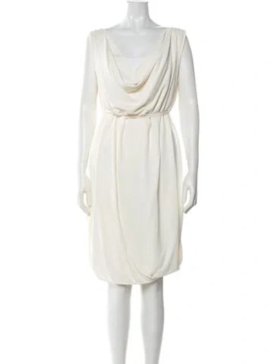 Pre-owned Fendi Silk Knee-length Dress In Neutrals