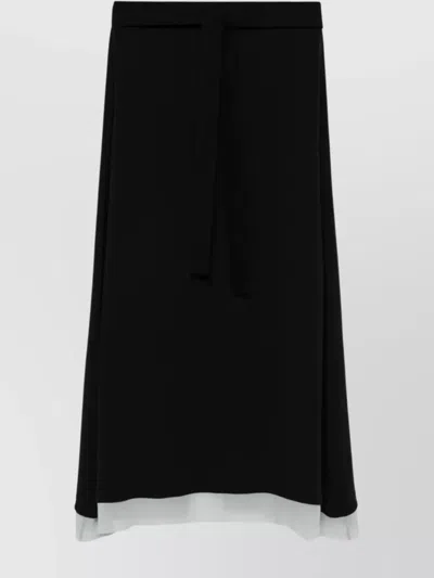 FENDI SILK LAYERED MIDI SKIRT