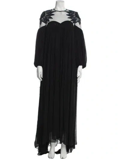 Pre-owned Fendi Silk Long Dress In Black