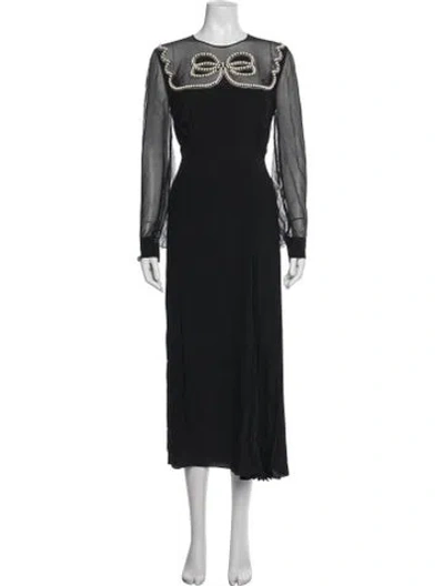 Pre-owned Fendi Silk Long Dress In Black