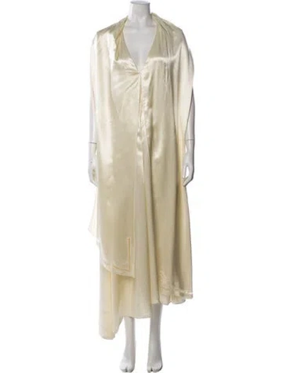 Pre-owned Fendi Silk Long Dress In Neutrals