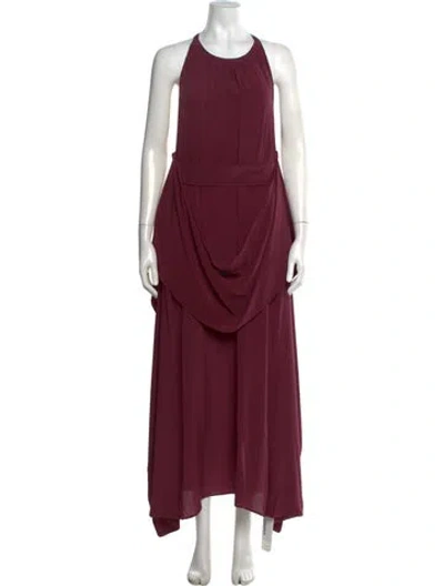 Pre-owned Fendi Silk Long Dress In Red