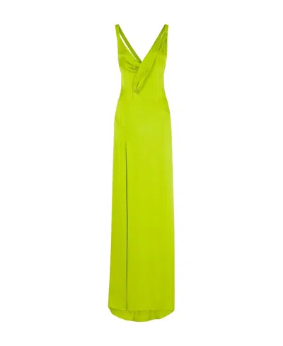 Fendi Silk Maxi Dress In Green