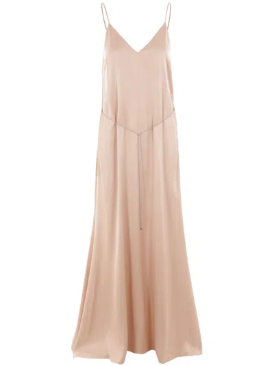 Fendi V-neck Dress In Beige