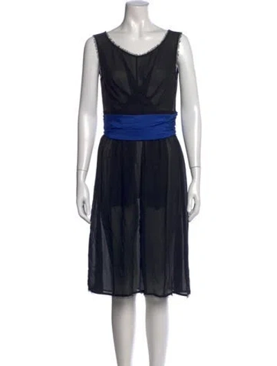 Pre-owned Fendi Silk Midi Length Dress In Black