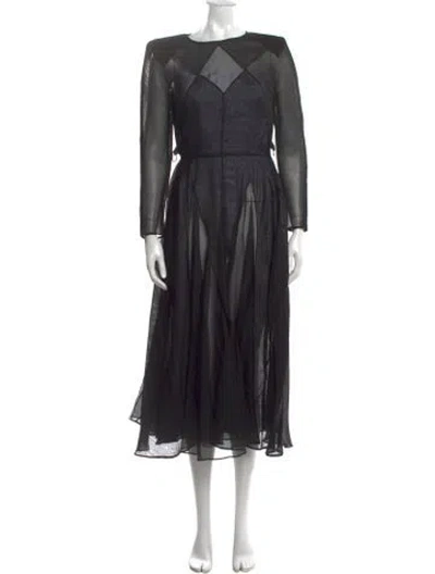 Pre-owned Fendi Silk Midi Length Dress In Black