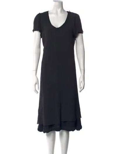 Pre-owned Fendi Silk Midi Length Dress In Black