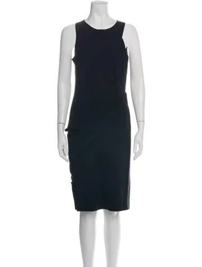 Pre-owned Fendi Silk Midi Length Dress In Black/grey