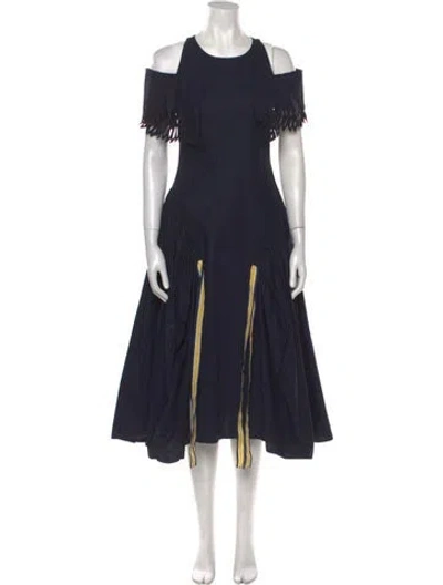 Pre-owned Fendi Silk Midi Length Dress In Blue