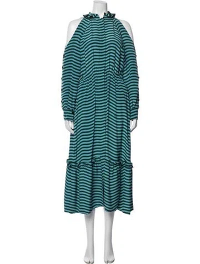 Pre-owned Fendi Silk Midi Length Dress In Blue