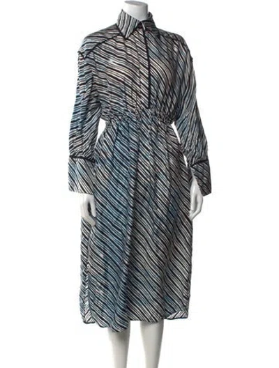 Pre-owned Fendi Silk Midi Length Dress In Blue