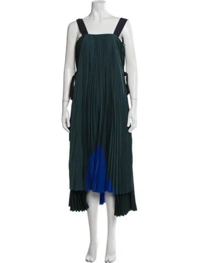 Pre-owned Fendi Silk Midi Length Dress In Green