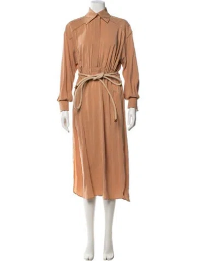 Pre-owned Fendi Silk Midi Length Dress In Neutral