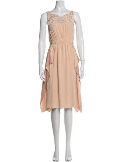 Pre-owned Fendi Silk Midi Length Dress In Orange