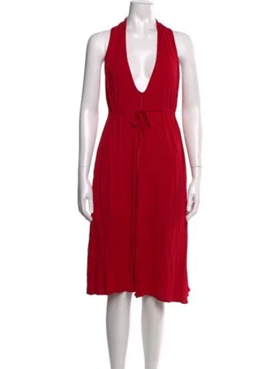 Pre-owned Fendi Silk Midi Length Dress In Red