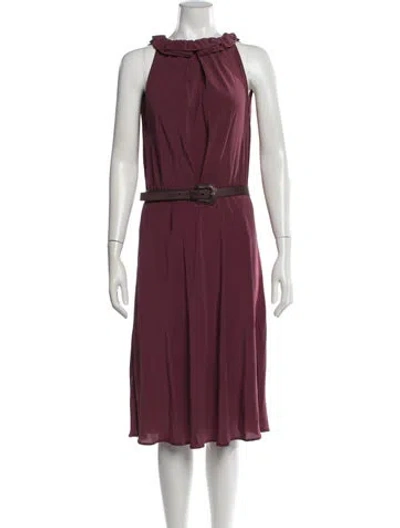 Pre-owned Fendi Silk Midi Length Dress In Red