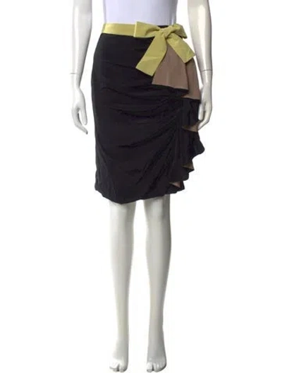 Pre-owned Fendi Silk Midi Length Skirt In Black