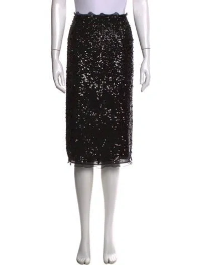 Pre-owned Fendi Silk Midi Length Skirt In Black