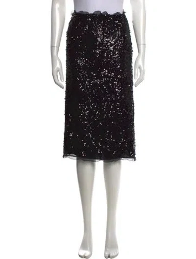 Pre-owned Fendi Silk Midi Length Skirt In Black