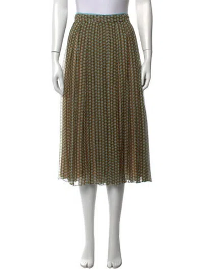 Pre-owned Fendi Silk Midi Length Skirt In Brown