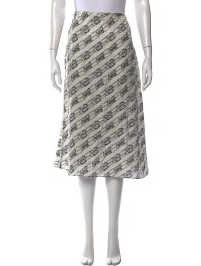 Pre-owned Fendi Silk Midi Length Skirt In Gray