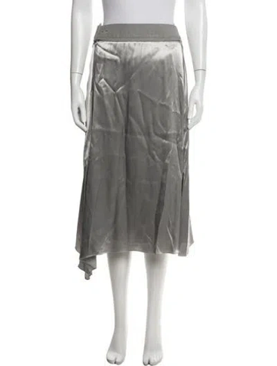 Pre-owned Fendi Silk Midi Length Skirt In Gray