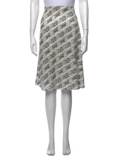 Pre-owned Fendi Silk Midi Length Skirt In Grey