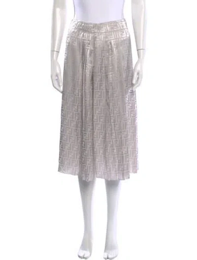 Pre-owned Fendi Silk Midi Length Skirt In Grey
