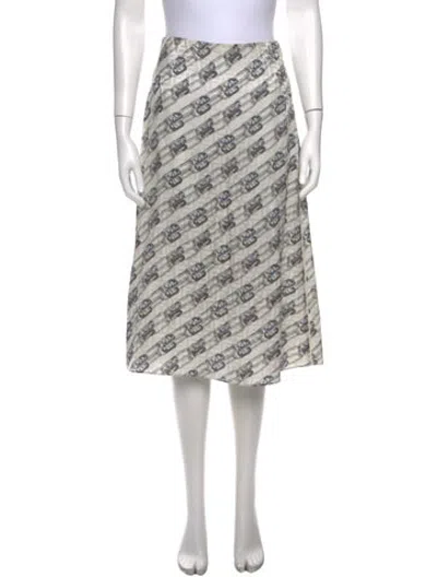 Pre-owned Fendi Silk Midi Length Skirt In Grey