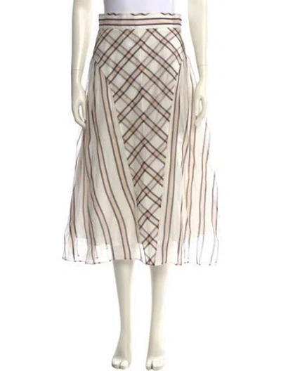 Pre-owned Fendi Silk Midi Length Skirt In Neutral