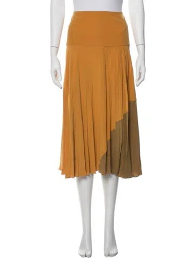 Pre-owned Fendi Silk Midi Length Skirt In Orange