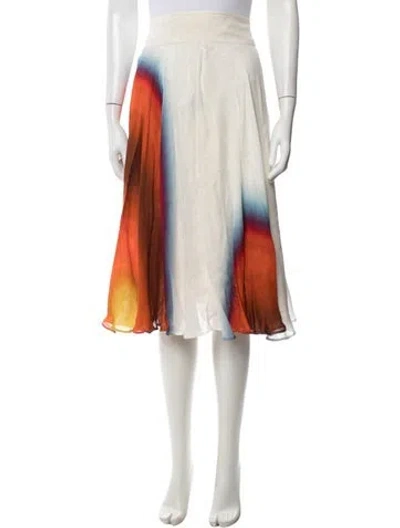 Pre-owned Fendi Silk Midi Length Skirt In Orange