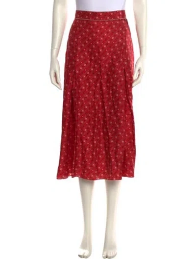 Pre-owned Fendi Silk Midi Length Skirt In Red