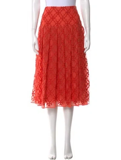 Pre-owned Fendi Silk Midi Length Skirt In Red