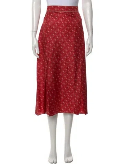 Pre-owned Fendi Silk Midi Length Skirt In Red
