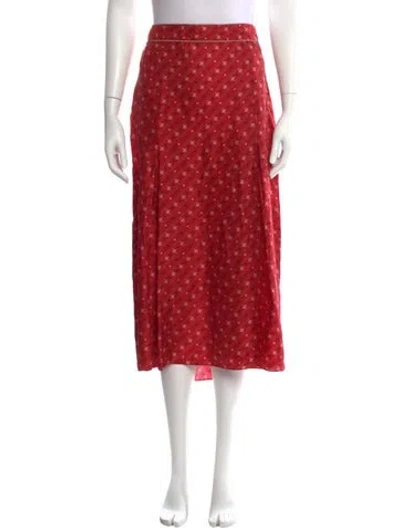 Pre-owned Fendi Silk Midi Length Skirt In Red