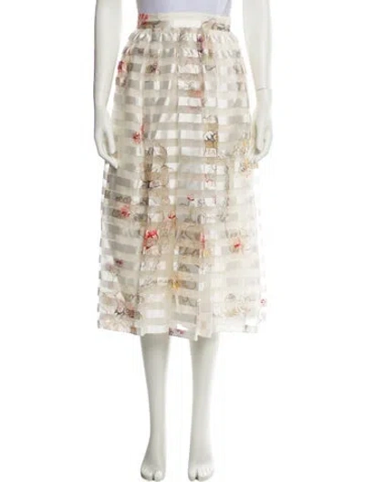 Pre-owned Fendi Silk Midi Length Skirt W/ Tags In Neutral