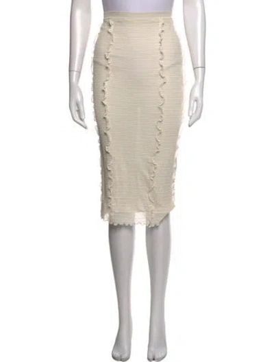 Pre-owned Fendi Silk Midi Length Skirt W/ Tags In Neutrals