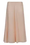 Fendi Pink Ff Silk Flared Midi Skirt In Pink