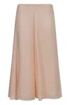 Fendi Pink Ff Silk Flared Midi Skirt In Pink