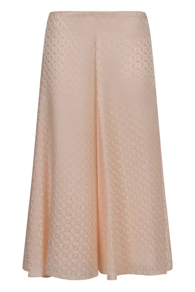 Fendi Silk Midi Skirt In Pink