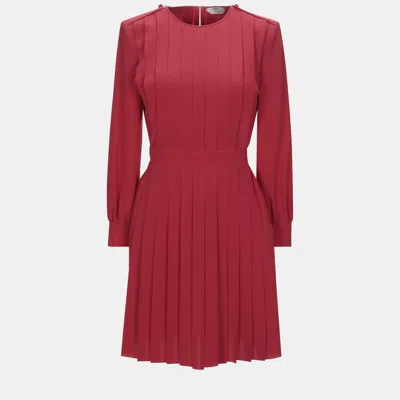 Pre-owned Fendi Silk Mini Dress 44 In Red