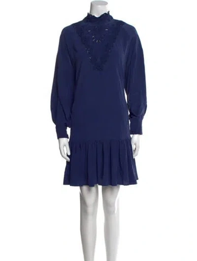 Pre-owned Fendi Silk Mini Dress In Blue