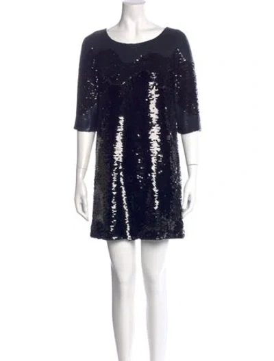 Pre-owned Fendi Silk Mini Dress In Blue